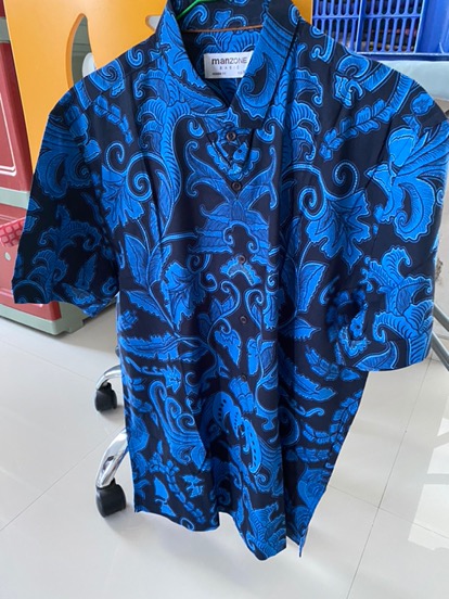 Manzone Kemeja Batik Pria Lengan Pendek Slim Fit Birawa 2-best Buy-blue