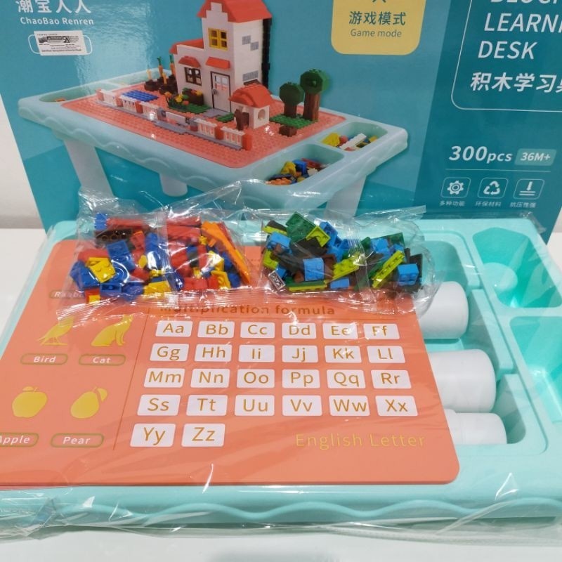 Mainan Edukatif Block Learning Desk / Meja Belajar Bermain Lego 2 in 1 /Bongkar Pasang Balok