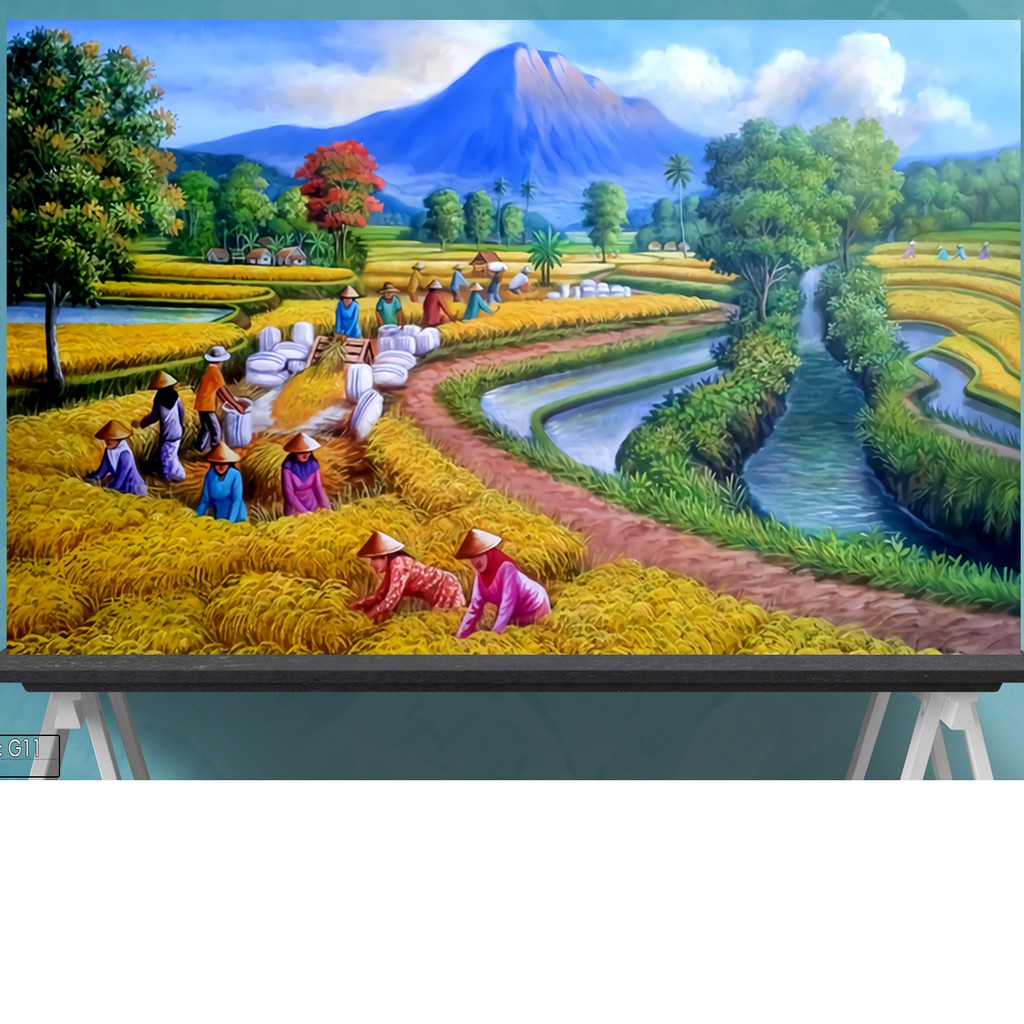 Lukisan Pemandangan Sawah Kodeg11 Shopee Indonesia