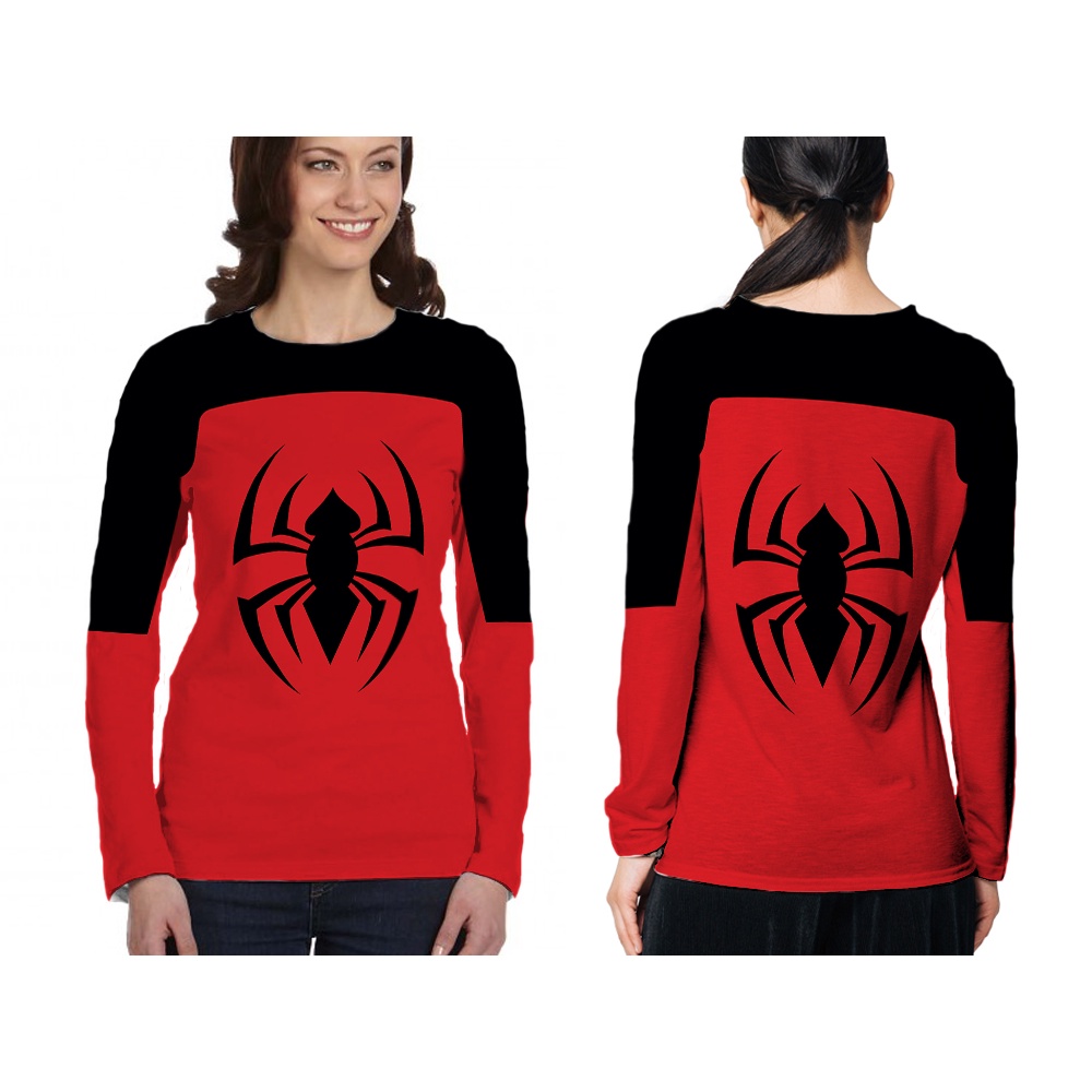 [TiniShop] Kaos KOSTUM SPIDERMAN Lengan Panjang FullPrint / Kaos KOSTUM SPIDERMAN Wanita