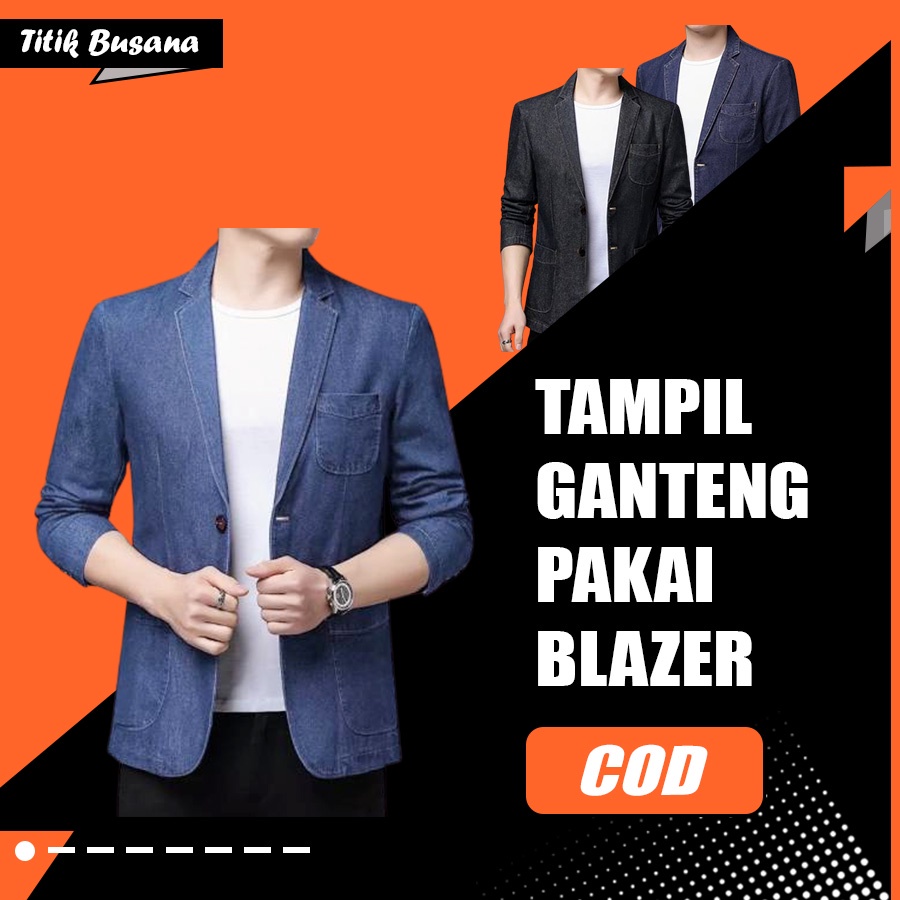Titik Busana Blazer Pria Korea Zean Slimfit Body Fit Jas Blazer Pria Casual Jeans Terbaru Jas Cowok 