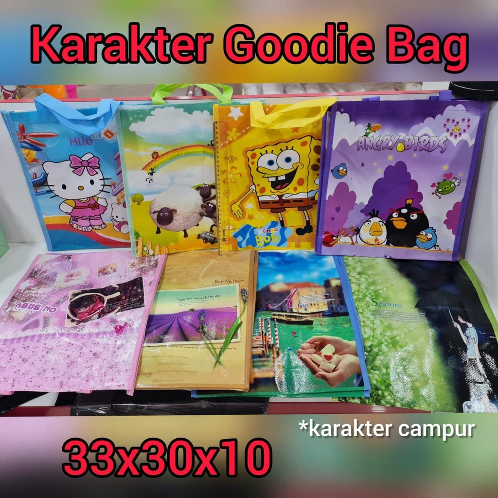 

KARAKTER GOODIE BAG / TAS KANTONG BINGKISAN LEBARAN MOTIF / TAS BELANJA SERBAGUNA