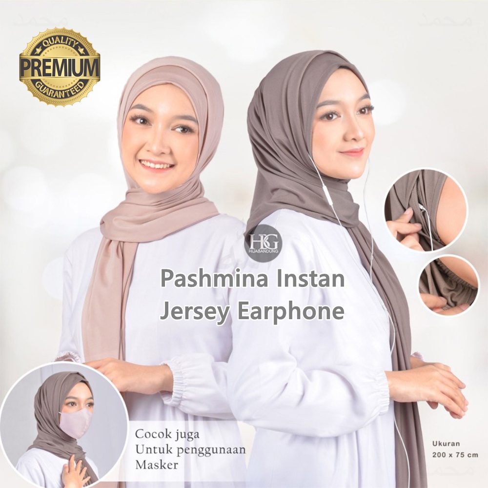 Pashmina Jersey Instan Earpon Hole Sporty Style Karet Leher Ukuran 200 x 75 Kualitas Premium Bagus b