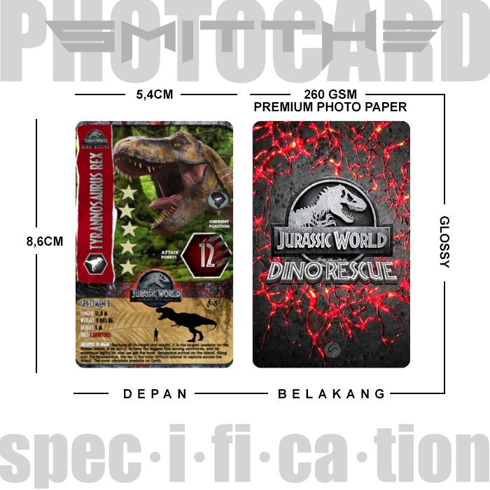 Kartu Jurassic World Dominion Photocard Dino Rescue P2 Photo Card Game Board