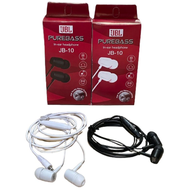 Headset Handsfree JB10 + Mic Premium Quality Streo Purebas JB-10 Handsfree jbl
