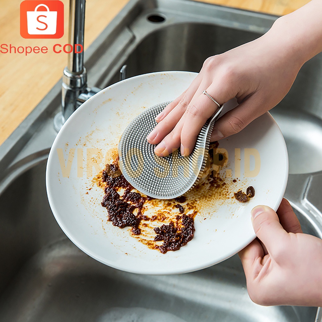Spons Cuci Piring Silicon Anti Bakteri- Dish Cleaning Brush / Spons Cuci Piring / Perlengkapan Dapur / Cuci Piring / Perlengkapan Rumah / Piring / Spons Cuci Piring Silikon / Silicon / Perlengkapan Cuci Piring