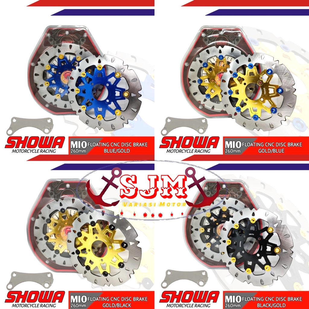 PIRINGAN CAKRAM 260MM MIO SOUL-XEON-MIO SMILE-NOUVO-MX NEW-MX OLD-BEAT-GENIO-SCOOPY-VARIO-SPACY-VEGAZR-VEGA R NEW-JUPITER Z1 CAKRAM DEPAN SHOWA FLOATING 260MM PLUS BREKET VARIO 110 VARIO 125 VARIO 150 OLD MIO SPORTY NOUVO MIO SMILE XEON MX NEW MX OLD DLL