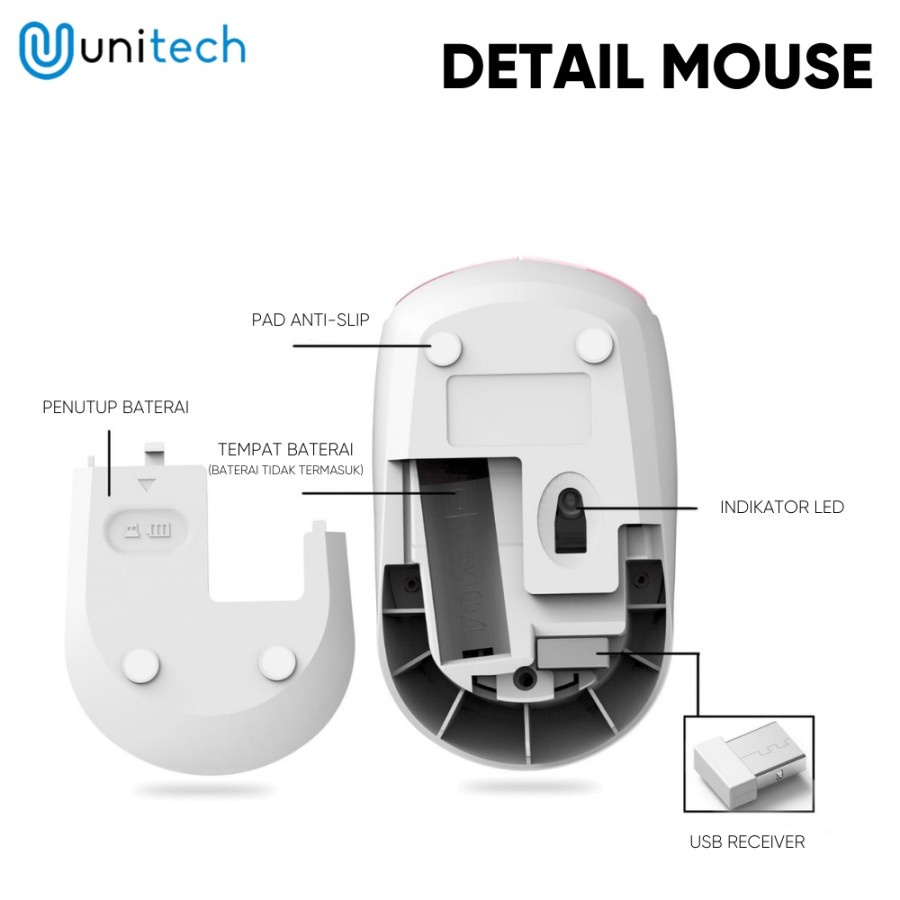 Mouse Wireless Karakter Unitech FREE Mousepad