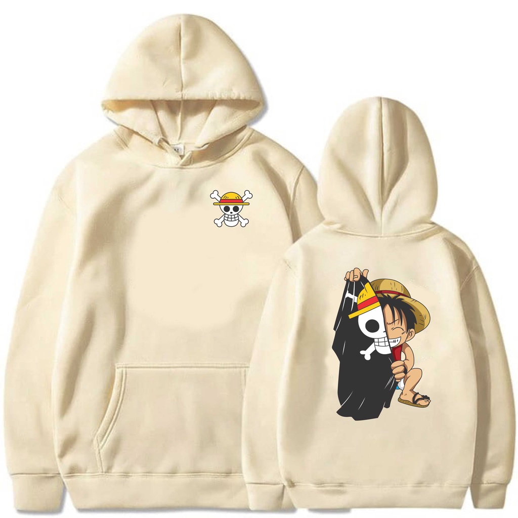 Sweater Hoodie Sablon One Pice tengkorak || Jumper Hoodie Anime II One Pice Tengkorak Hoodie ( Pria &amp; Wanita )