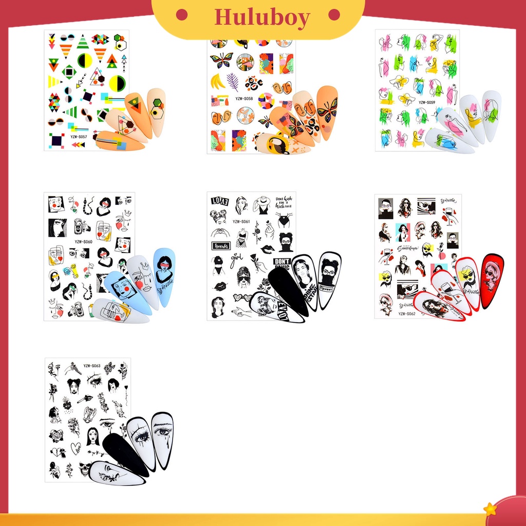 Huluboy Huluboy♡ 3 Pcs Stiker Kuku 3D Multifungsi Tahan Lama Warna Alpukat Untuk Wanita