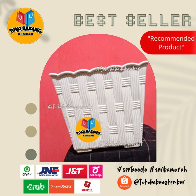 Pot CJP Kotak Rotan 30 Putih/pot kotak cantik
