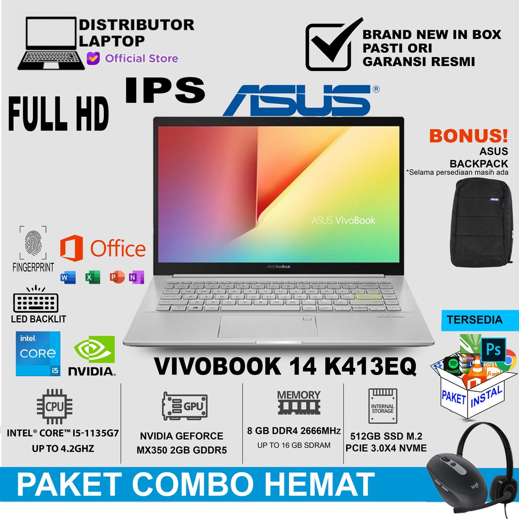 Asus VivoBook K413EQ-EB551TS intel core i5-1135G7 MX350