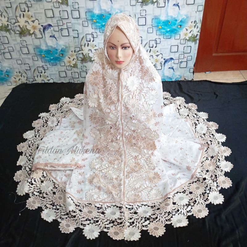MUKENA MUKENAH MUKNH SUTRA MEWAH RENDA MATAHARI PRADA MUKNH INCES FULL BRUKAT TELENGKUNG JUMBO JILBA