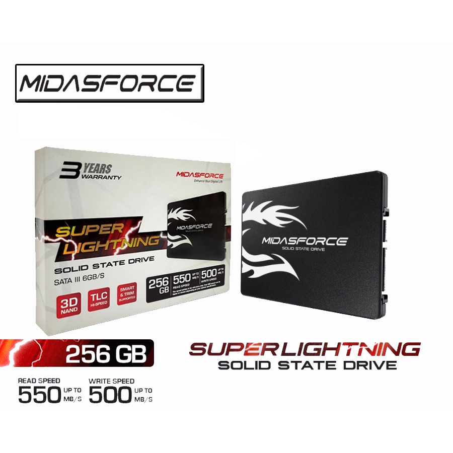 SSD MIDASFORCE 256GB SATA III SUPER LIGHTNING NAMPOLL GAN