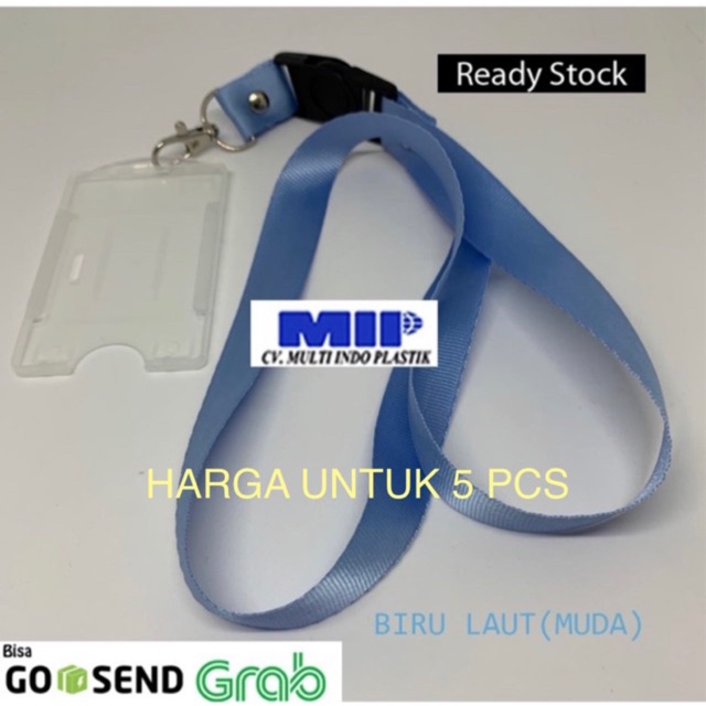 Tali gantungan nametag murah/tali id card biru muda/casing id card/tali lanyard 2 cm/cover nametag