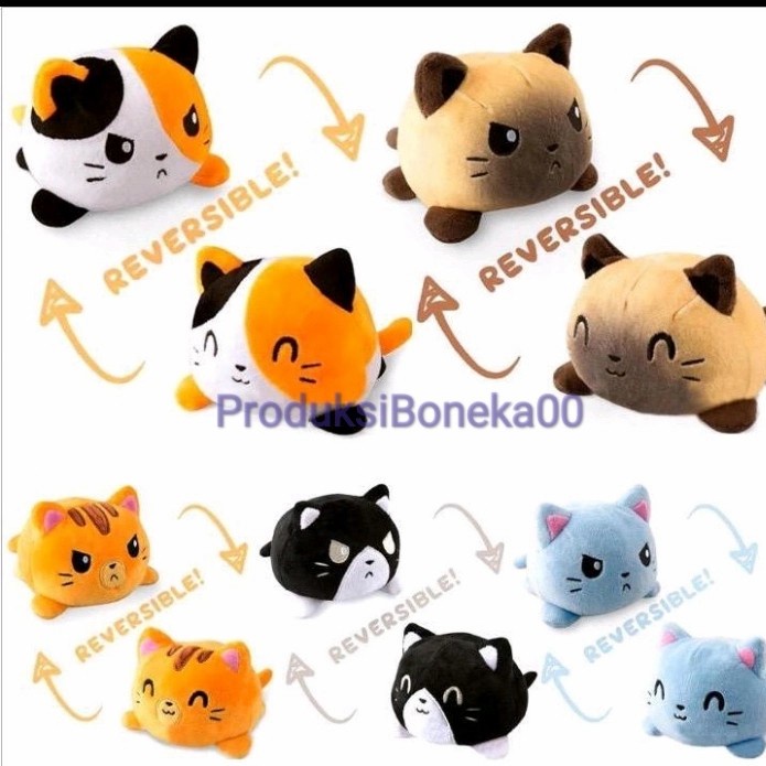 Boneka kucing Dua sisi reversible cat gato15cm boneka kitten new - cat oren