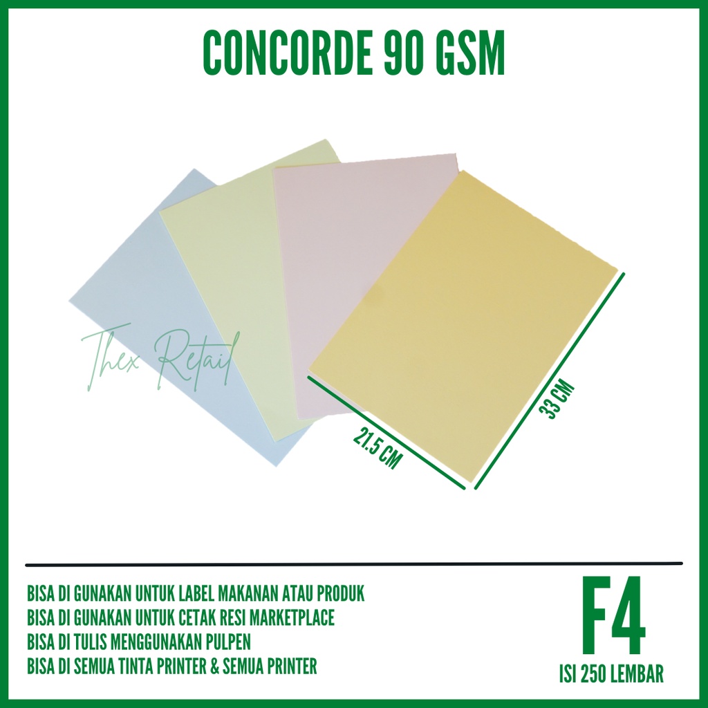 

Kertas Concorde F4 90gr isi 250 lembar / Kertas Concorde F4 90 gr
