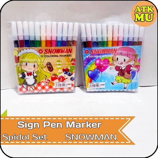 

Spidol Kecil Set 12 Warna Sign Pen Pencil Marker SNOWMAN PW-12A