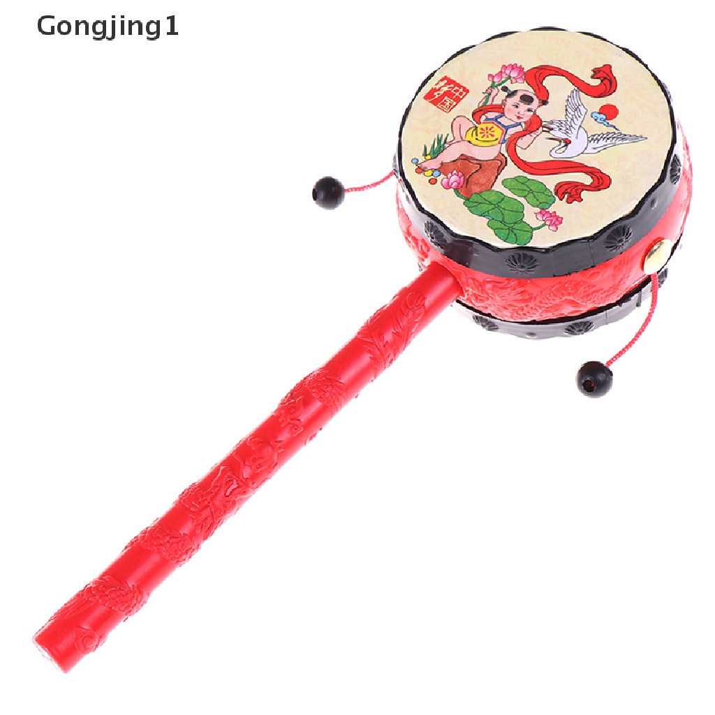 Gongjing1 1Pc Mainan rattle Genggam Tradisional Cina Motif Kartun Untuk Bayi