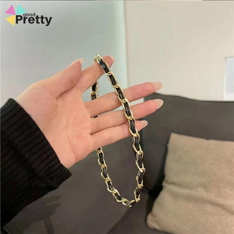 Vintage High-end Kalung Fashion Niche Kulit Jalinan Kalung Wanita Rantai Tulang Selangka - PD