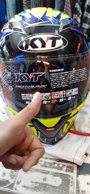 Helm Full Face KYT Falcon 2 Spike Yellow Blue Kuning    Biru