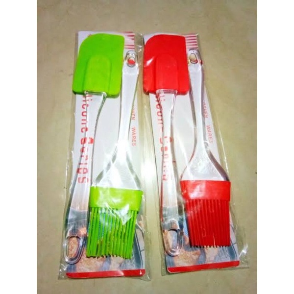 spatula silikon dan kuas silikon 1 set/kuas kue/spatula kue bahan silikon