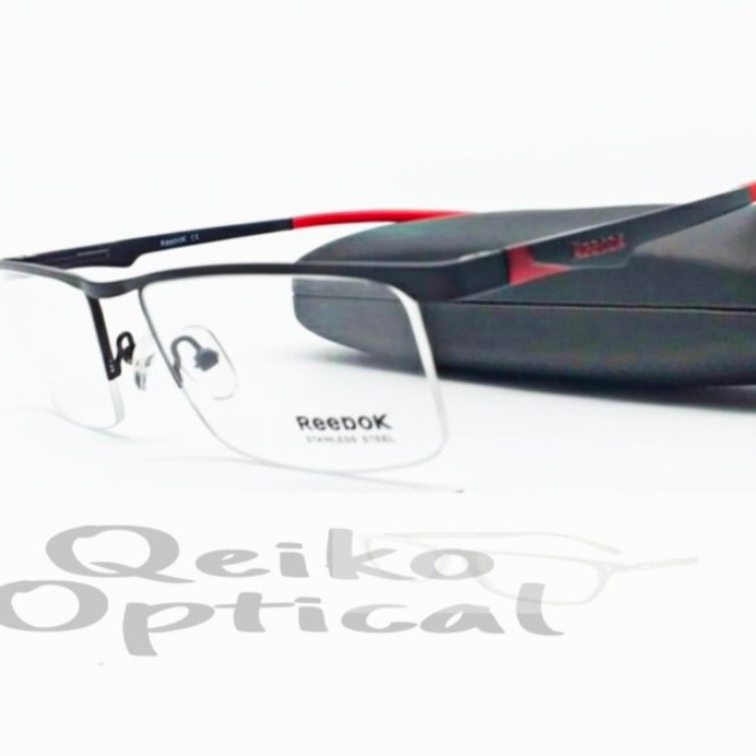 Kacamata Minus Pria - Frame Kacamata Minus Pria Titanium Half Reebok C-1-Slv/Blk