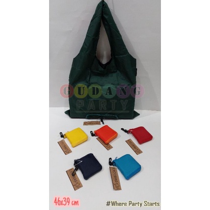 ExcoBag Kotak Kecil /Tas Lipat Reusable/Fold Bag/Tas Parasut/Kantong Belanja