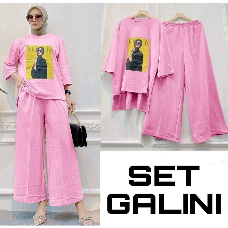 Baju Setelan Jumbo Modis Remaja Wanita 2023 One Set Galini Polos Fashion Muslim Cewek Kekinian Terba