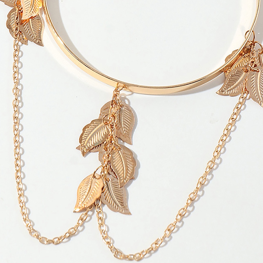 Hu Hu Hu Hu Hu Alat Bantu Pasang Kacamata♡ Gelang Lengan Atas Model Terbuka Adjustable Desain Daun Gaya Bohemian