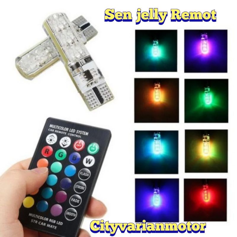 Sepasang LAMPU LED T10 REMOTE RGB LAMPU KOTA SENJA MOTOR MOBIL LAMPU SEIN SEN JELLY REMOTE LAMPU T10 REMOTE LAMPU SENJA REMOT