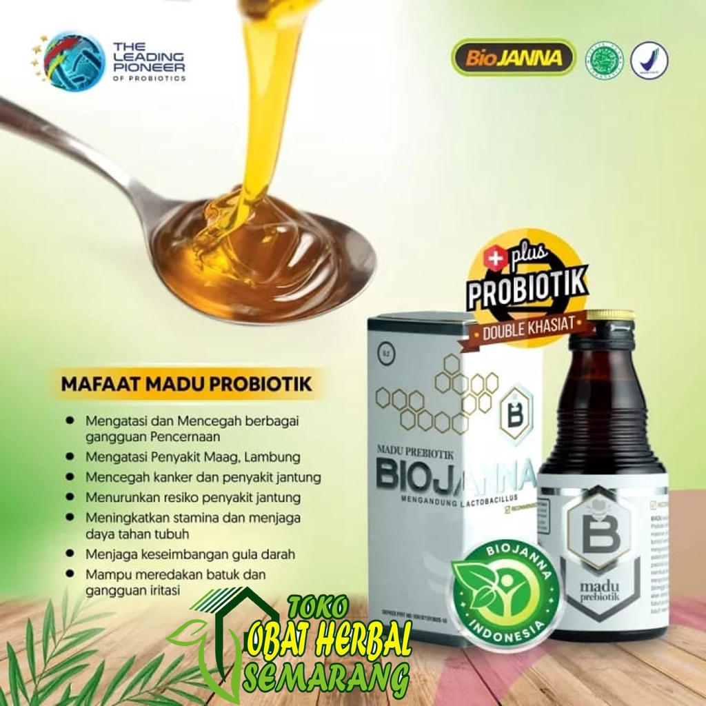 Biojanna Madu Prebiotik 165 ml Probiotik Obat Herbal Alami Asam Lambung Maag Kanker Jantung Stamina 