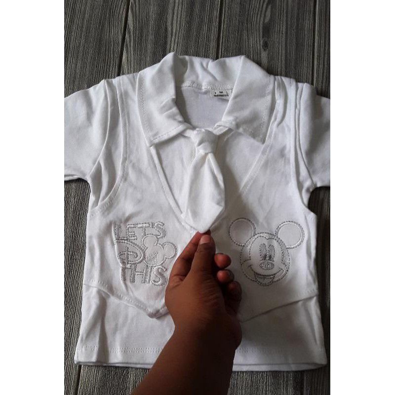 setelan baby rompi lengket putih anak 0-2 tahun cocok untuk baptis , akikah, aqiqah , kado, babtis