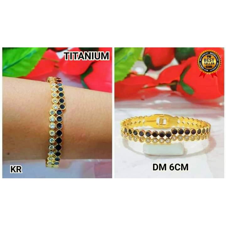 Gelang BangkokTITANIUM  Dewasa Titanium Varian motif Perhiasan Wanita Gold Modern (COD)