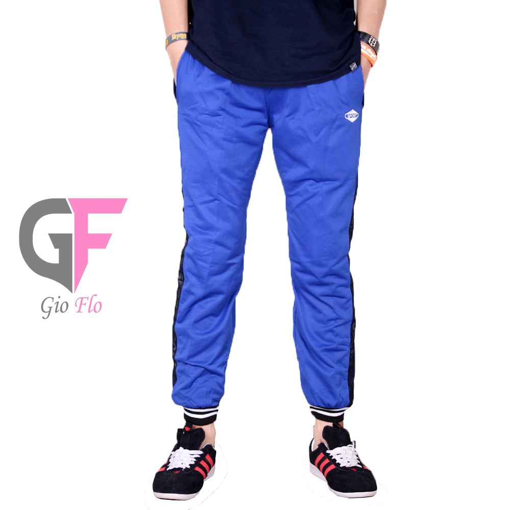 GIOFLO Outfit Pria Celana Panjang Training Casual Sporty Blue / CLN 1150