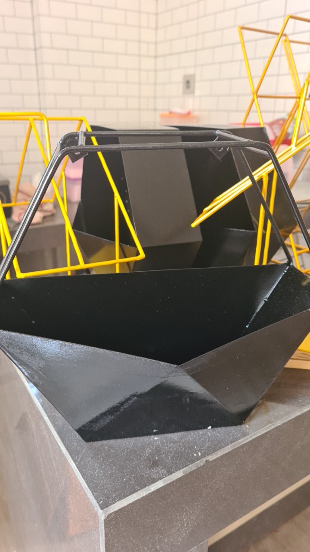 Rak Pot Bunga Gantung Hexagon, Hiasan Dinding Hexagonal Tembaga