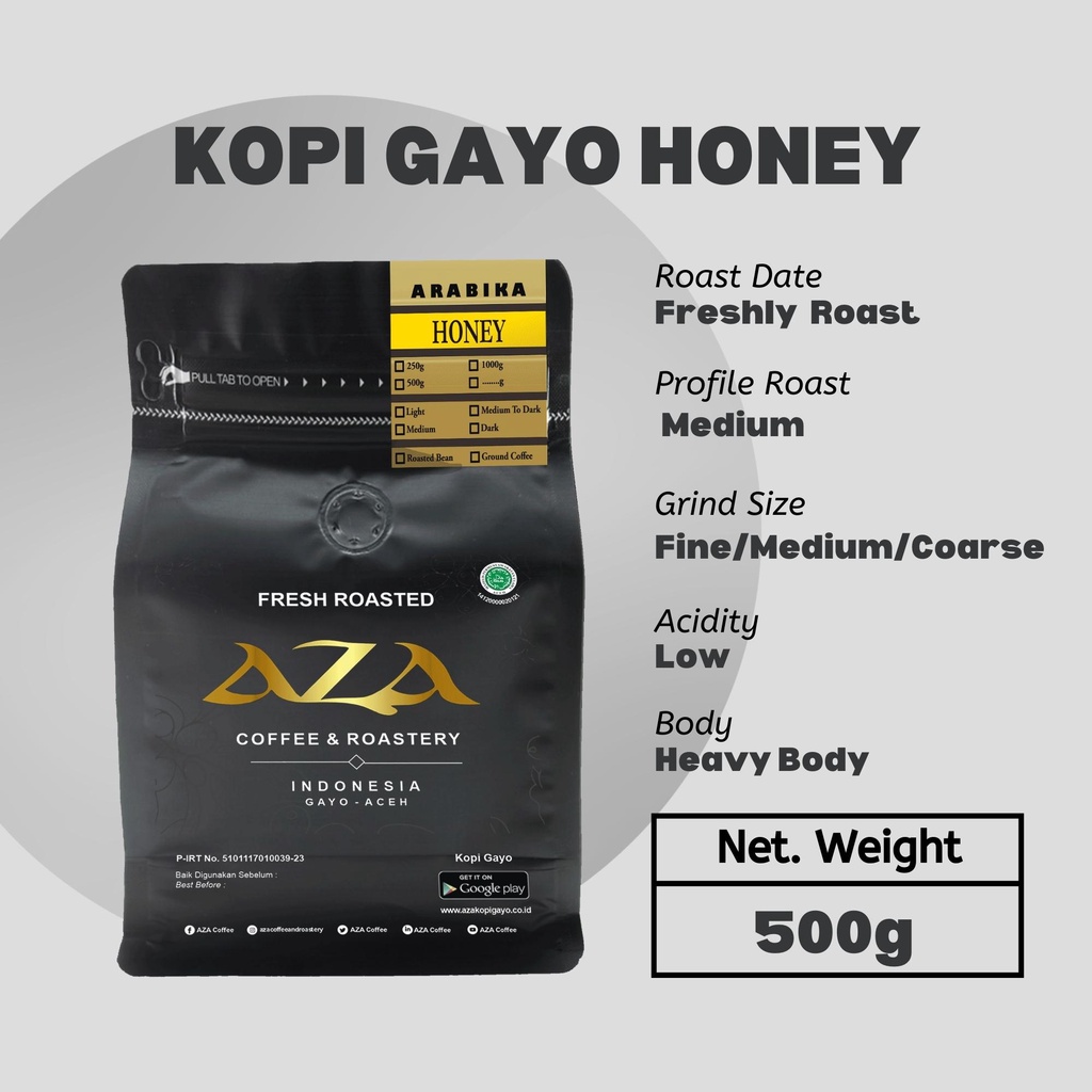 

AZA Coffee-Kopi Arabika Gayo Aceh Honey Coffe 500g
