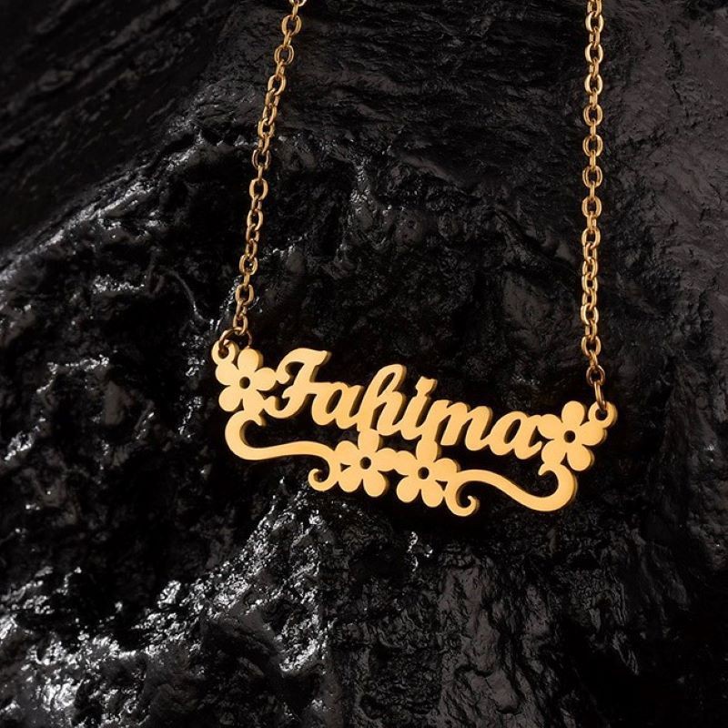 Kalung Custom Nama Bahan Titanium Stainless Steel Warna Rose Gold