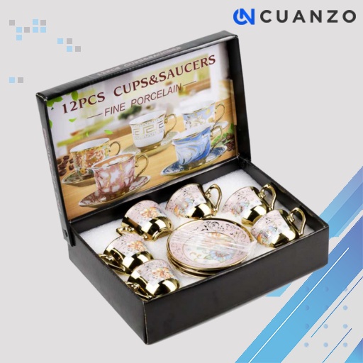 Cangkir Keramik Set 6 in 1 European Style / Gelas Cangkir Mug Keramik Kopi Teh Tea Air 1 Set Unik Couple Lucu Antik Jepang Korea Mini Kecil Murah / Gelas Keramik Set Mug Aesthetic / Set Cangkir Gelas Teh Kopi Keramik Ungu Motif Cantik European Vicenza