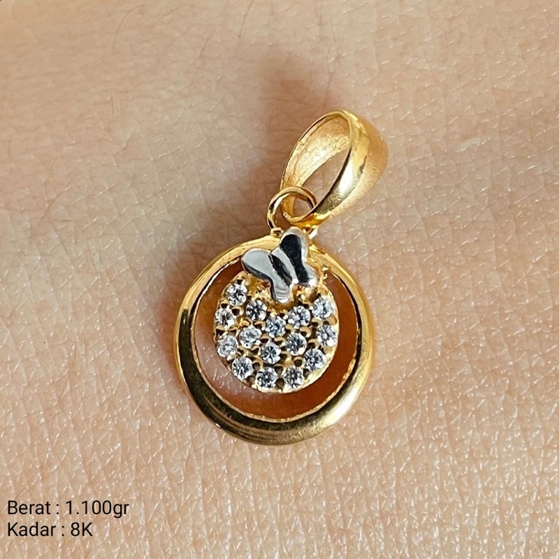 Perhiasan Liontin Emas Fashion Kupu Permata UBS 8k / 375