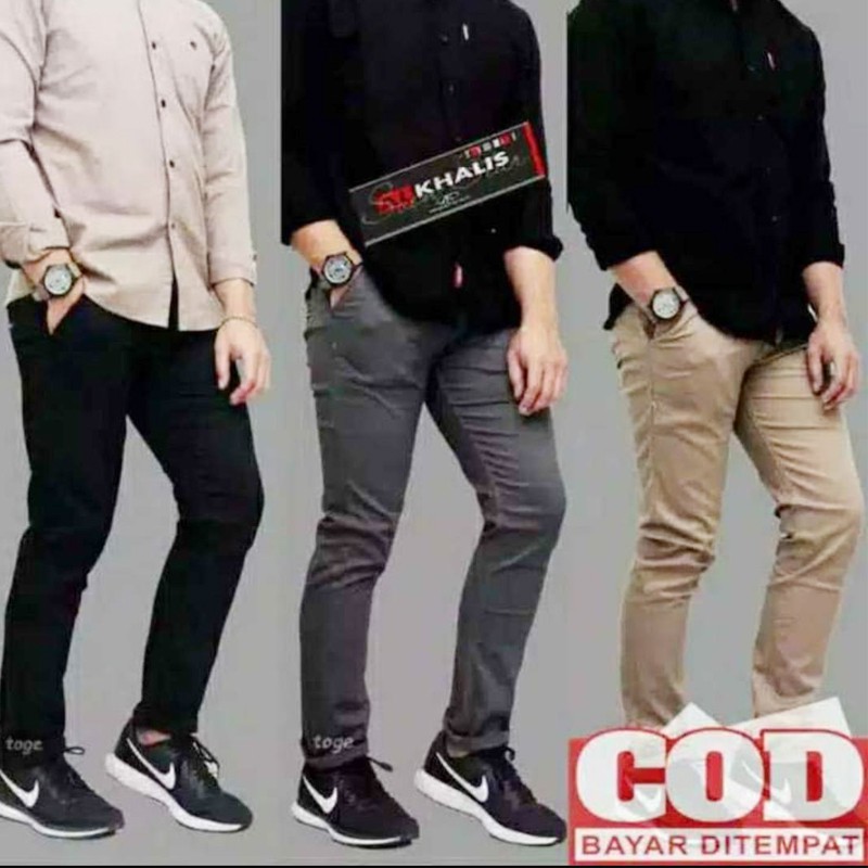 CELANA PRIA CHINO Slim fit Panjang Kerja kantor Santai Liburan Cowok Gentleman Boy Skinny murah