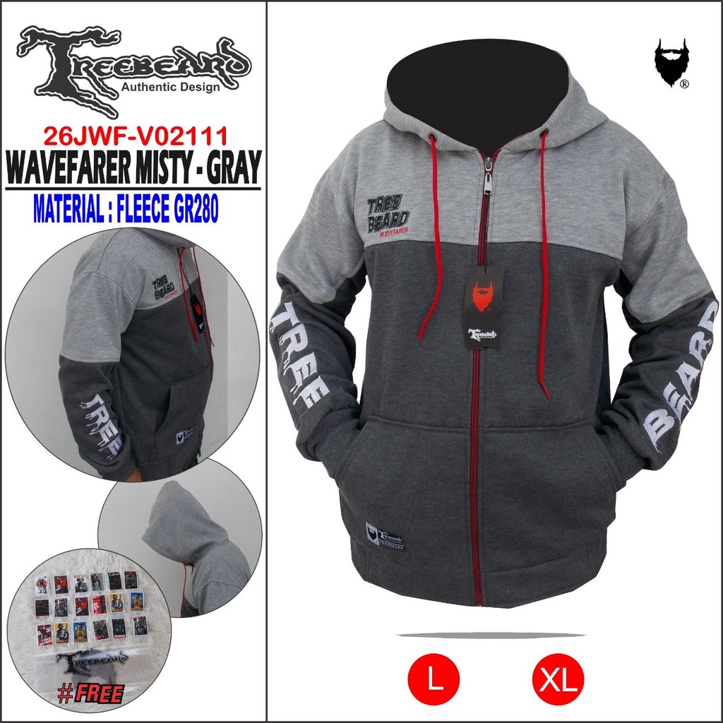 Jaket Zipper Pria Treebeard Hoodie Jacket Resleting Hodie Cowok Flecee