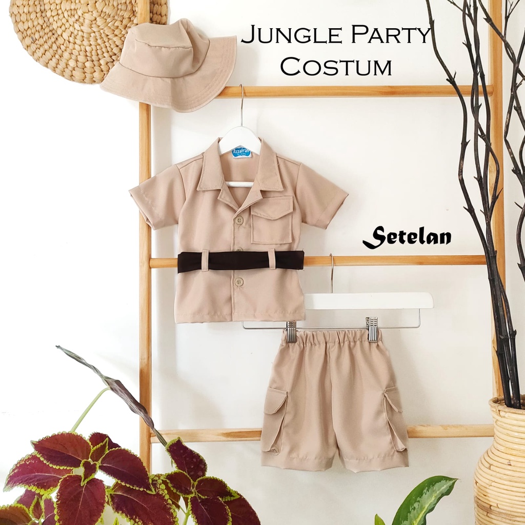 Kostum Jungle Party  Setelan Anak Laki Laki dan dress Perempuan