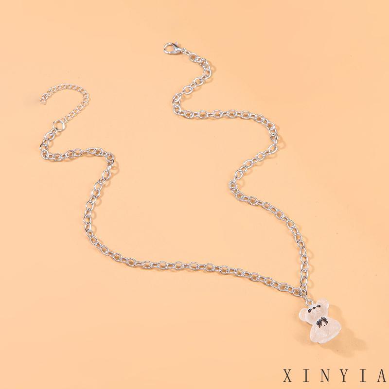 【COD】Kalung Desain Kartun Beruang Tiga Dimensi Transparan Gaya Hip hop