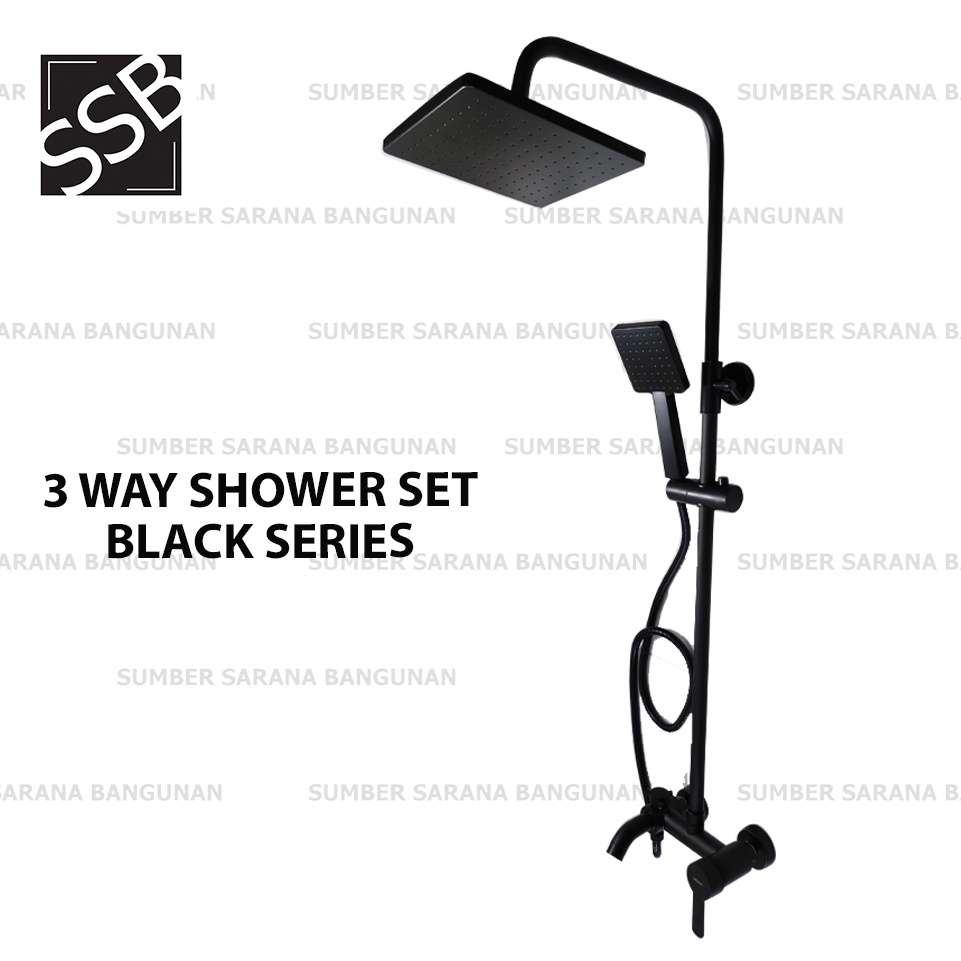 Shower Column Panas Dingin Set Komplit Black / Shower Tiang Hitam T-3D