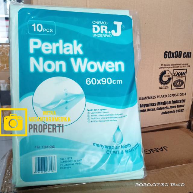 DR J ONEMED Underpad / Perlak Non Woven 60 x 90cm Isi 10 Lembar