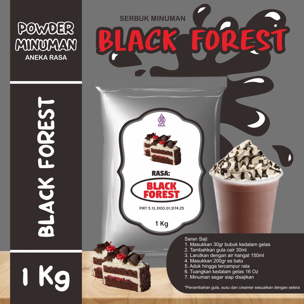 

Bubuk Serbuk Minuman 1kg Rasa Black Forest Bubuk Minuman Kekinian Standar Instan Drink Black Forest Flavor Powder Boba Drink