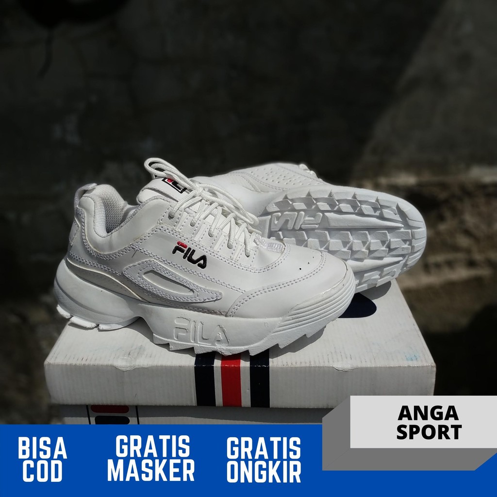 SEPATU SNEAKERS WANITA DISRUPTOR 2 FULL WHITE KASUAL SPORT CEWEK RUNNING TERMURAH MADE IN VIETNAM