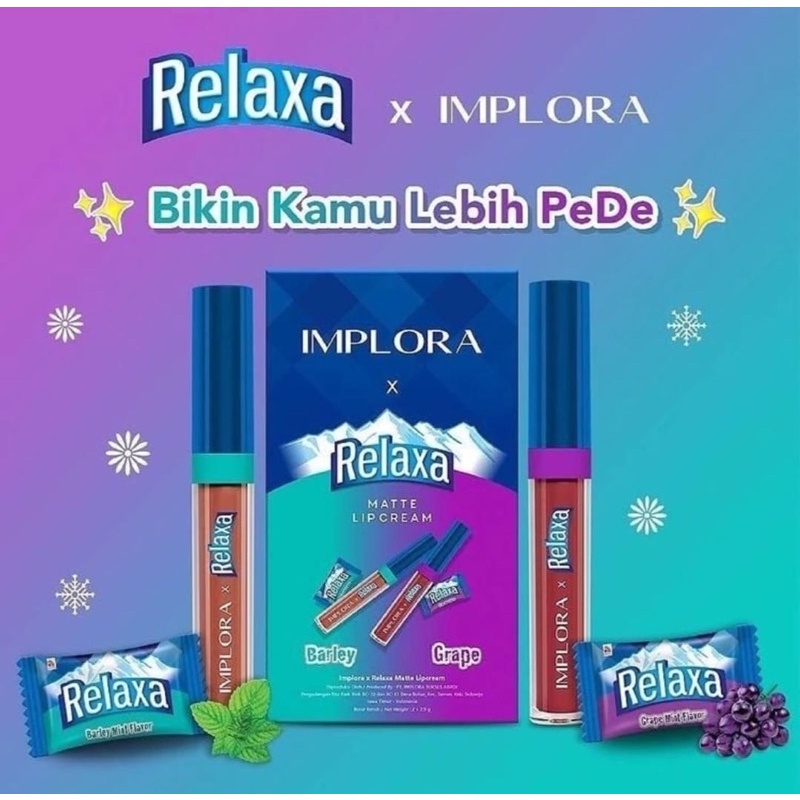 Lipcream implora x relaxa barley & grape original murah lip cream