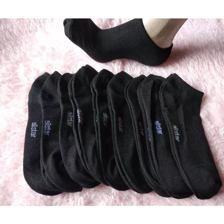 kaos kaki pria pendek hitam polos mata kaki ankle karet tebal sport bahan katun murah